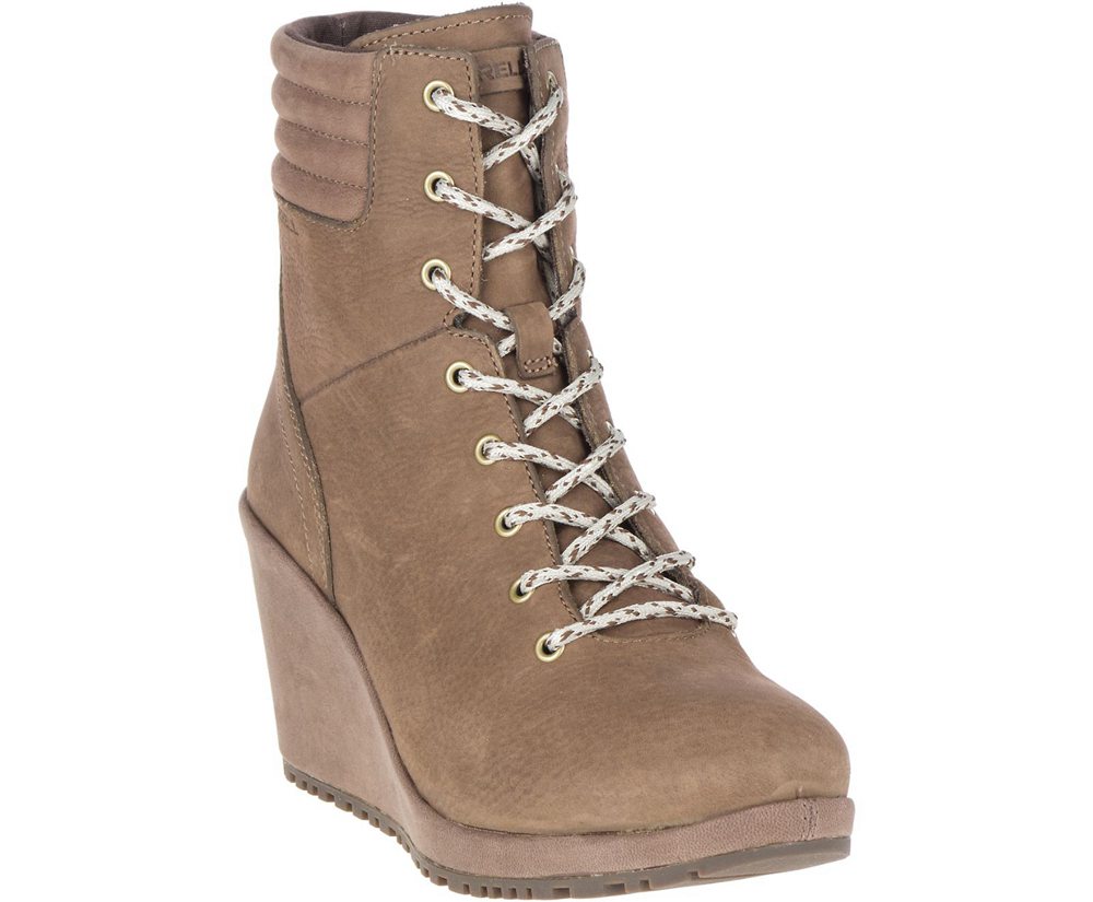 Botas Senhora - Merrell Tremblant Wedge Waterproof - Marrom - TFP317564